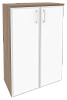 Офисный шкаф средний широкий с белым стеклом в раме