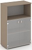 Офисный шкаф средний широкий (низкие двери матовое стекло)