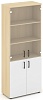 Офисный шкаф высокий широкий (2 низких фасада, задняя стенка ЛДСП + 2 средних фасада стекло прозрачное)