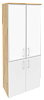 Офисный шкаф высокий широкий со стеклом в раме белое