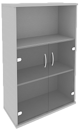 Офисный шкаф средний со стеклом и открытой полкой