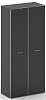 Офисный шкаф широкий высокий черное стекло