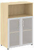 Офисный шкаф средний полузакрытый двери стекло в раме