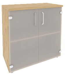 Офисный шкаф низкий широкий со стеклом