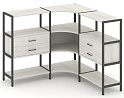 Трехсекционный угловой стеллаж трехярусный с ящиками