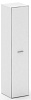 Офисный шкаф узкий высокий универсальный белое стекло
