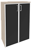 Офисный шкаф средний широкий (2 средних фасада чёрное стекло в раме)