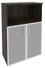 Офисный шкаф средний широкий со стеклом в раме