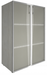  Офисный шкаф средний закрытый двери стекло в раме