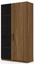 Офисный шкаф высокий со стеклом (полки ЛДСП) с гардеробом