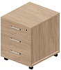 Тумба мобильная (3 ящика, стандартные колёсные опоры, ручки - хром)