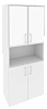 Офисный шкаф высокий широкий с белым стеклом в раме