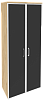 Офисный шкаф высокий широкий (2 высоких фасада чёрное стекло в раме)