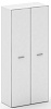Офисный шкаф широкий высокий белое стекло