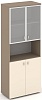Офисный шкаф высокий широкий (ЛДСП + матовое стекло в раме)