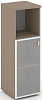 Офисный шкаф средний узкий левый (матовое стекло в раме)