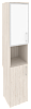 Офисный шкаф высокий узкий лев./прав.(1 низкий фасад ЛДСП + 1 низкий фасад белое стекло в раме)