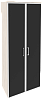 Офисный шкаф высокий широкий (2 высоких фасада чёрное стекло в раме)