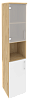 Офисный шкаф высокий узкий лев./прав.(1 низкий фасад ЛДСП + 1 низкий фасад стекло в раме)