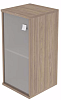 Офисный шкаф узкий низкий со стеклом Л/Пр