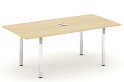 Стол переговорный на металлокаркасе на П-образных опорах (нерж.сталь) (с лючком)