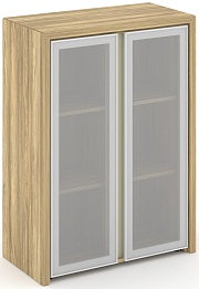 Офисный шкаф средний широкий (2 средних фасада стекло сатин в раме)