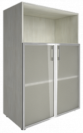 Офисный шкаф средний полузакрытый двери стекло в раме