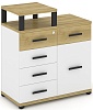 Тумба приставная широкая 5 ящиков + 1 распашной фасад. С надставкой узкой.
