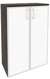 Офисный шкаф средний широкий с белым стеклом в раме