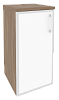 Офисный шкаф низкий узкий белое стекло в раме левый / правый